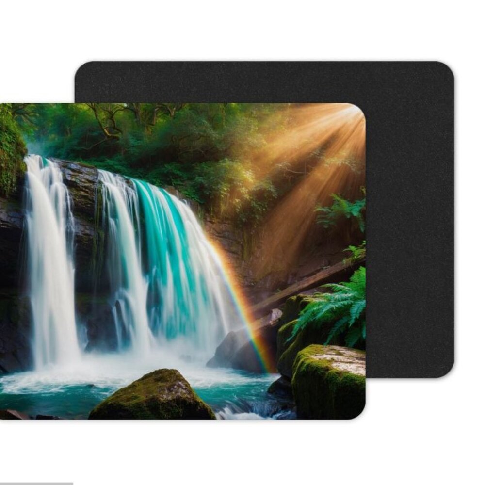 Rainforest Waterfall Mouse Pad, Computer Mouse Pad, Nature Waterfall‎ Mouse Pad